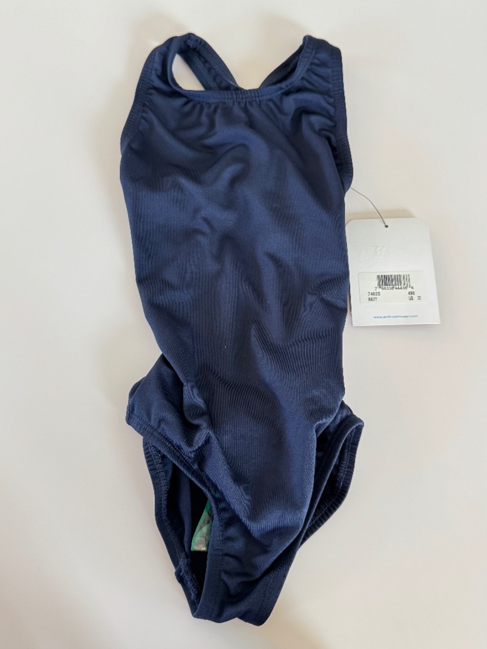 Dolfin Girls Navy Racerback One-Piece Competition Swimsuit Size 22 NWT